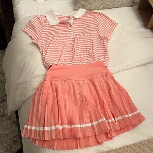 Offline by Aerie Pleated Tennis Skort and Polo Top in pink size small